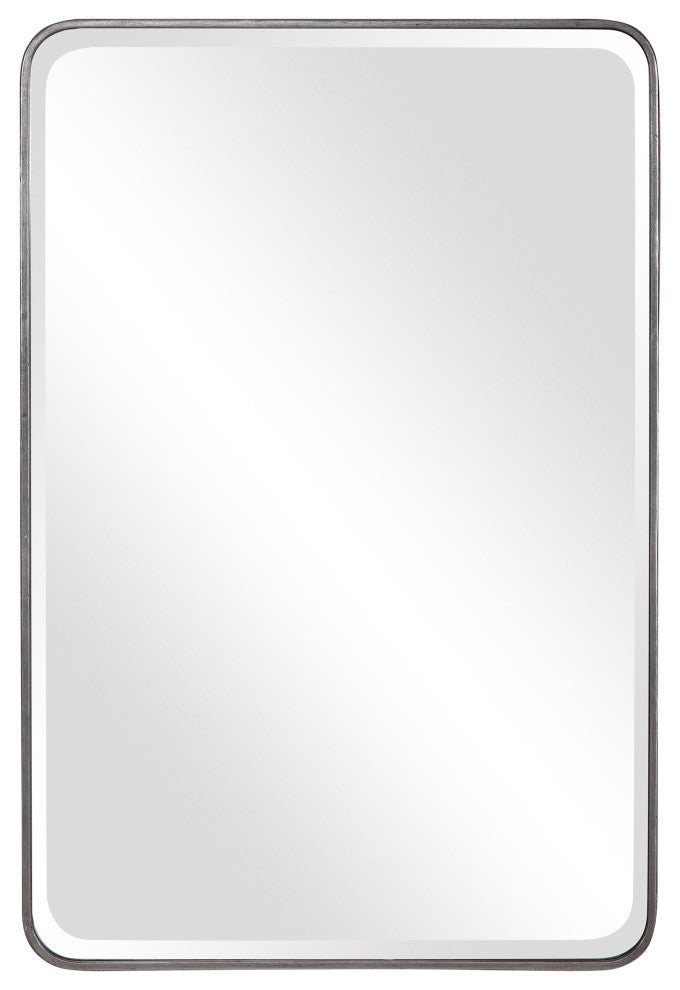 Uttermost Aramis Contemporary Iron and Glass Wall Mirror in Silver Leaf