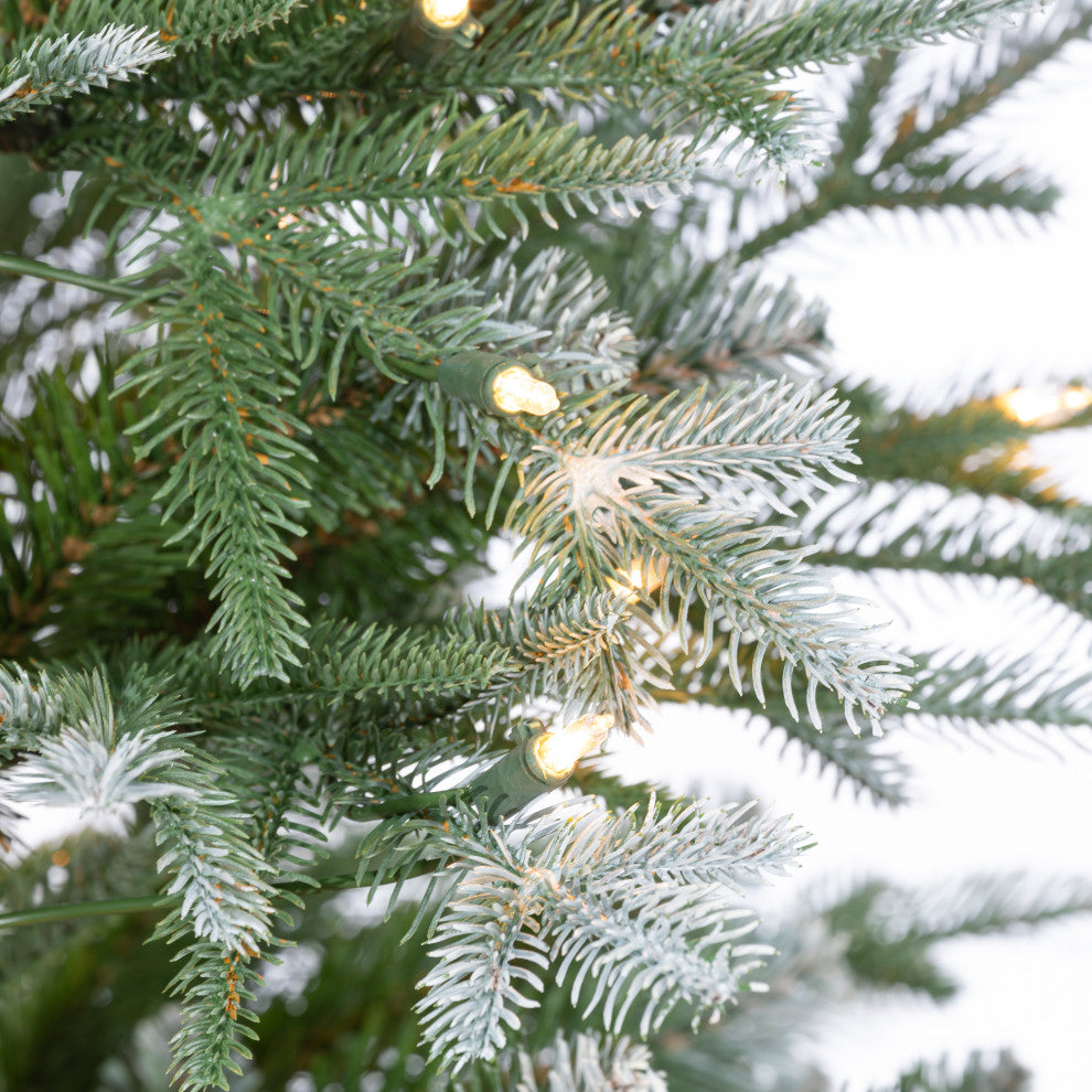 4' High Potted Natural Cut Frosted Pine Tree With 70 Clear LED Lights