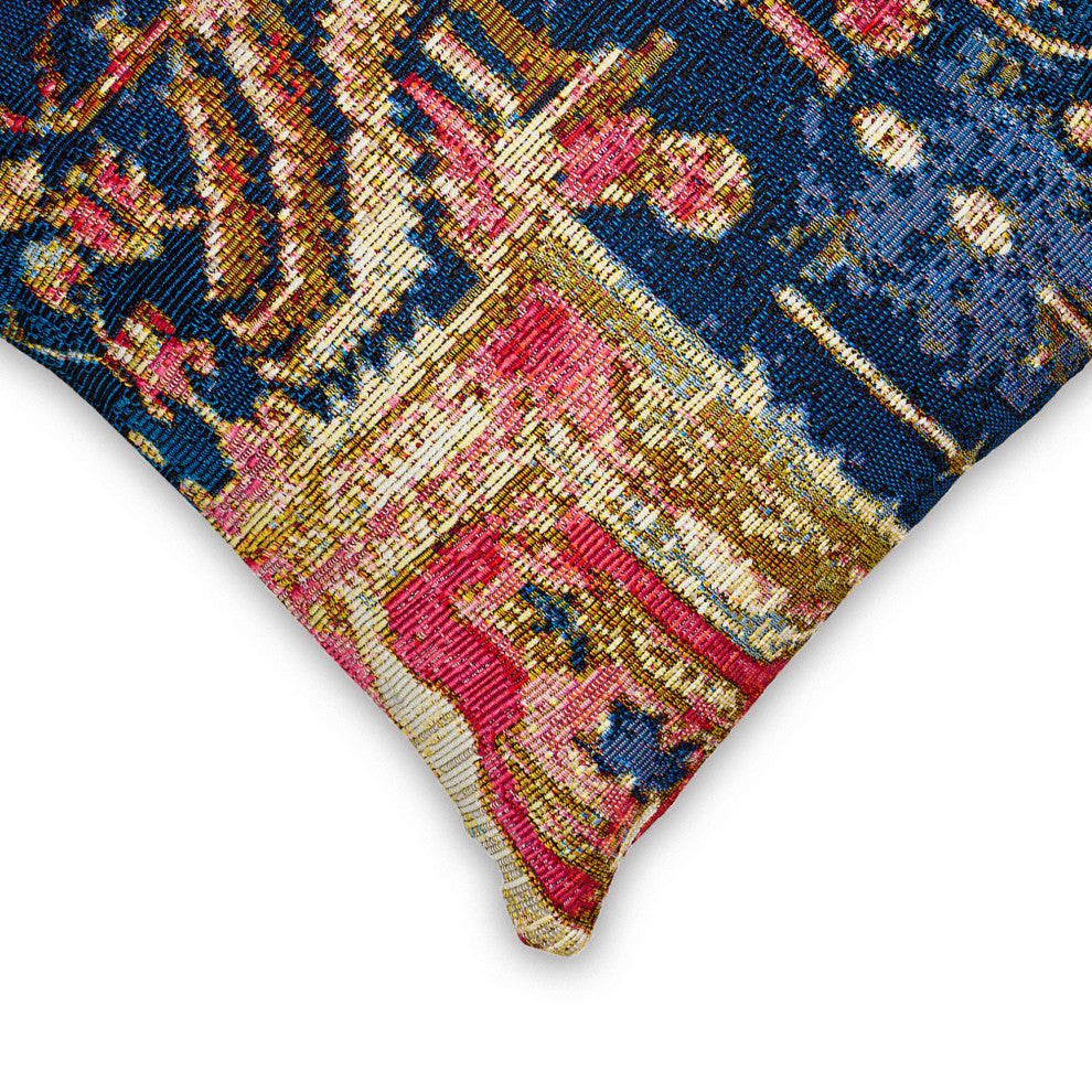 Marina Heriz Indoor/Outdoor Pillow, Red/Multi, 18"x18" Square
