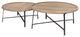 S 2  Solid Wood Top Black Metal Base Nesting Coffee Tables