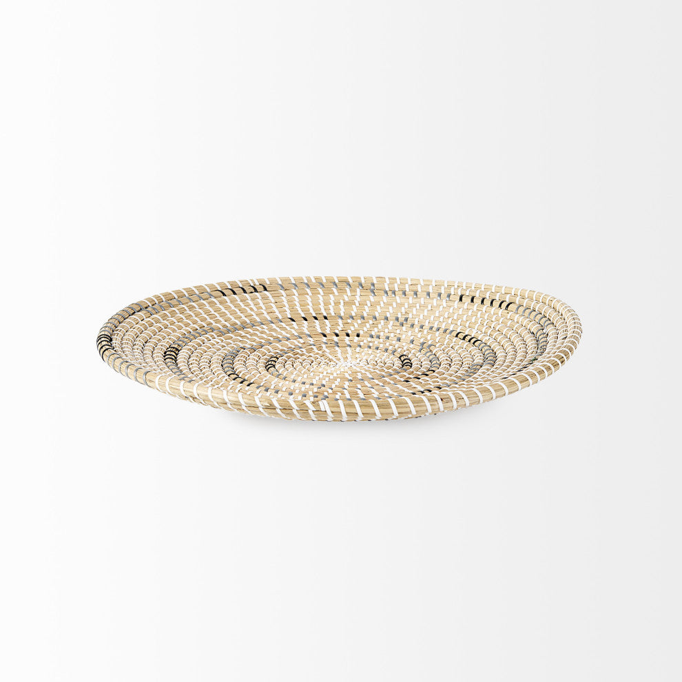 Avel Light Brown Seagrass With Dark Brown String Round Wall Hanging Plate