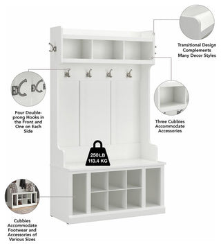 kathy ireland® Home by Bush Furniture Woodland Hall Tree and Shoe Storage Bench
