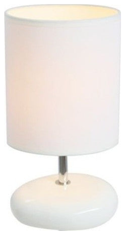 Simple Designs Stonies Small Stone Look Table Bedside Lamp, White