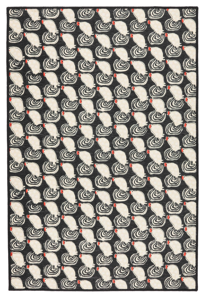 Frances Valentine x Dash & Albert Cockadoodledoo Multi Washable Rug, 2'6" x 8'