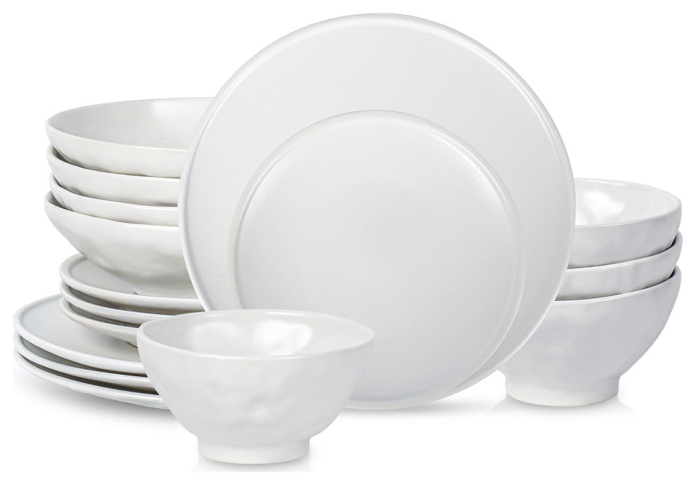 Stone by Mercer Project NENDO Stoneware 16 Piece Dinnerware Set, White