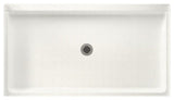 Swan 60.375x32.188x5.5 Solid Surface Shower Base, Tahiti Ivory