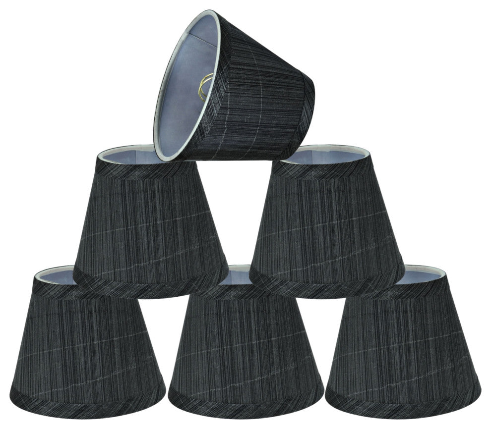 32061-6 Small Hardback Empire Chandelier Clip On Lamp Shade Gray&Black 3"x5"x4"