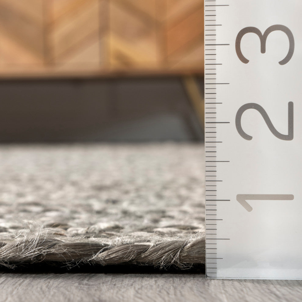 Nuloom Rigo Hand Woven Farmhouse Jute Rug, Grey 8' x 10'