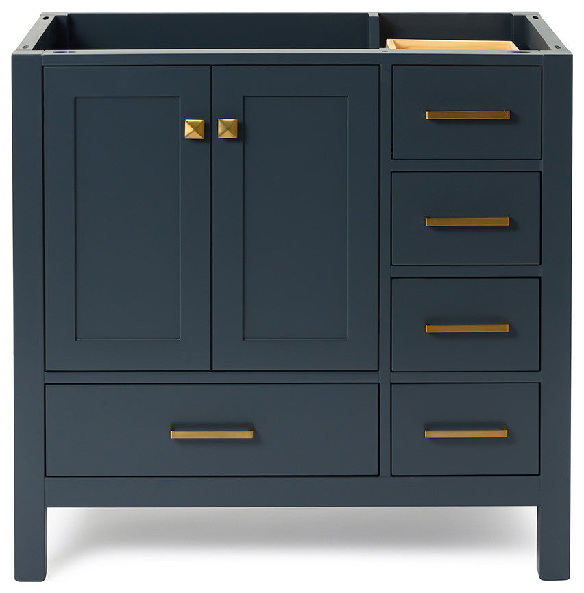 ARIEL Cambridge 36" Left Offset Single Sink Bathroom Vanity Base Midnight Blue