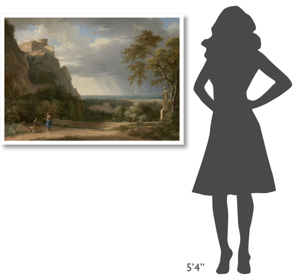 "Classical Landscape with Figures and Sculpture" Paper Art, 46"x33"