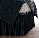 Stella Silk Velvet Bed Skirt, Midnight Blue, Queen