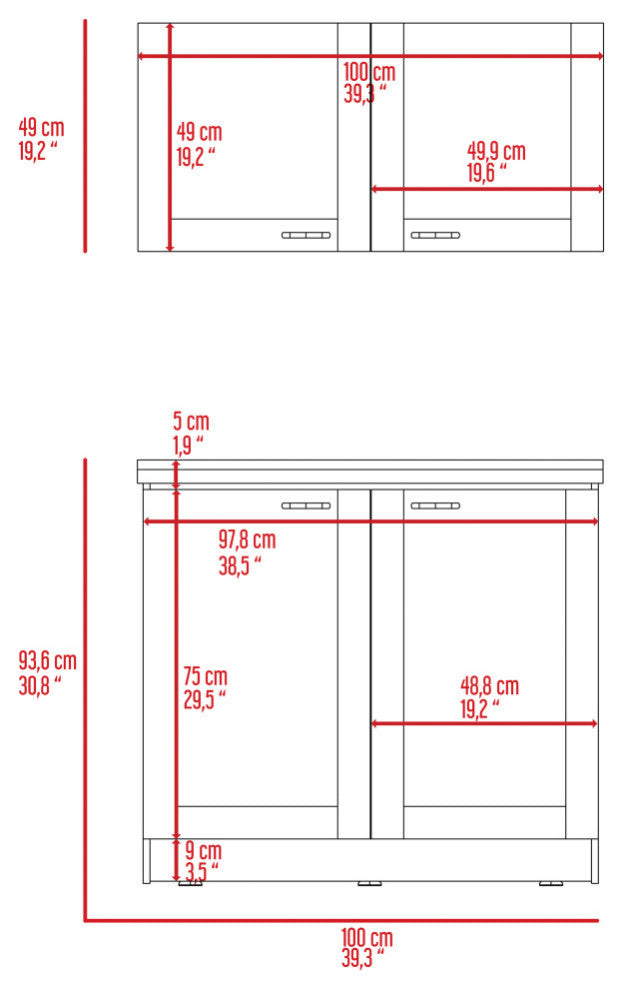 Perseus Cabinet Set, Light Gray