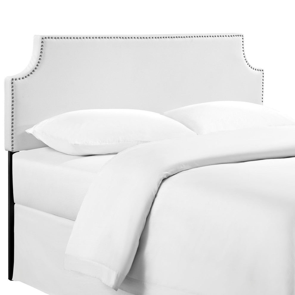 White Laura Queen Upholstered Vinyl Headboard