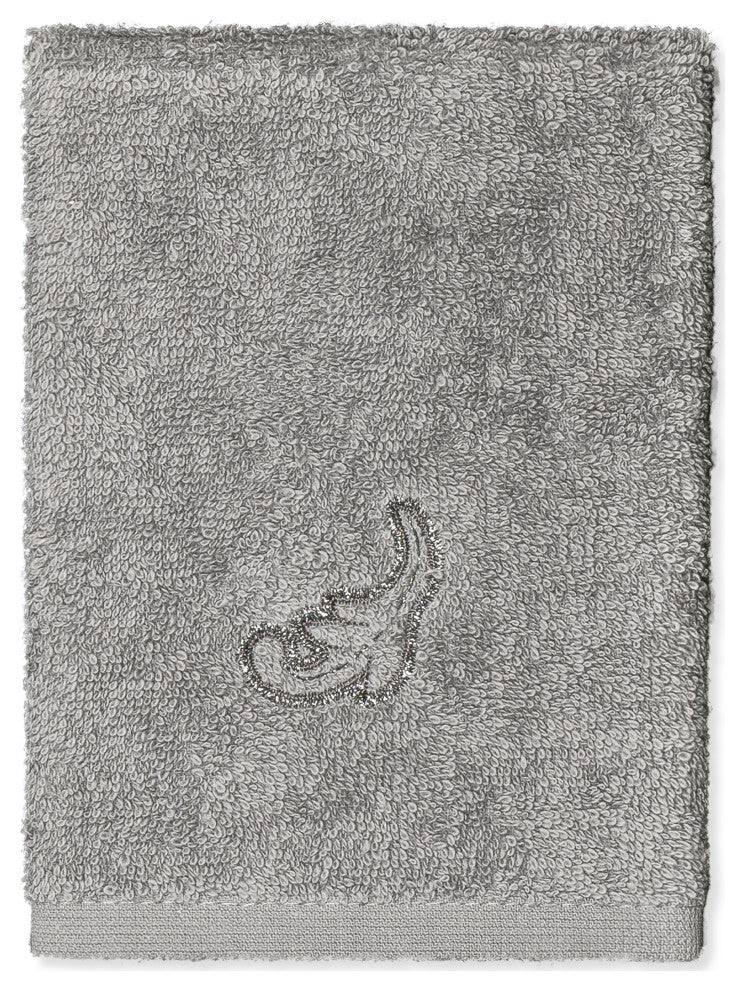 Linum Home Turkish Cotton April 3-Piece Embellished Towel Set, Dark Gray