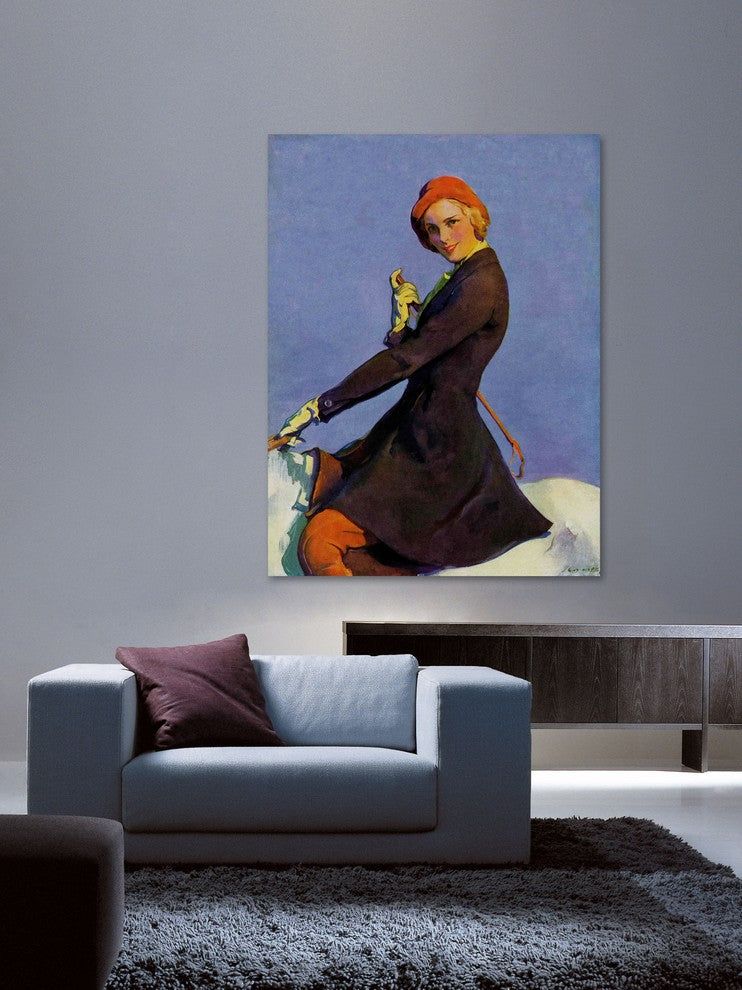 "Woman on Horseback" Painting Print on Canvas by Guy Hoff