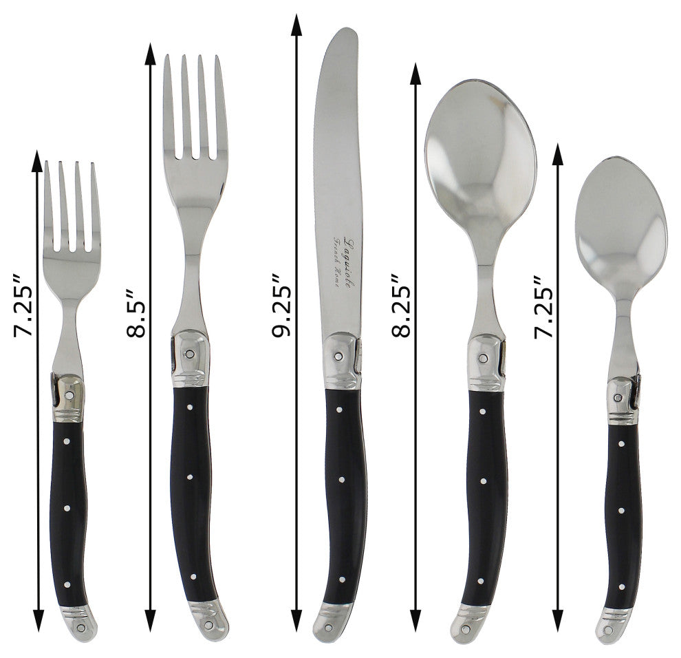 20 Piece Laguiole Flatware Set, Black Onyx