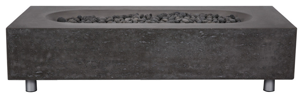 Pyromania Alchemy Concrete Fire Pit Table, 60"x30", Charcoal, Natural Gas