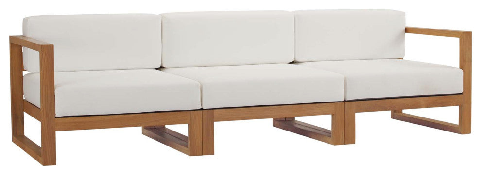 Lounge Sectional Sofa Chair Set, Wood, Brown Natural White, Modern, Outdoor