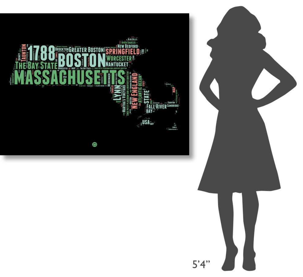 "Massachusetts Word Cloud 1" Fine Art Print