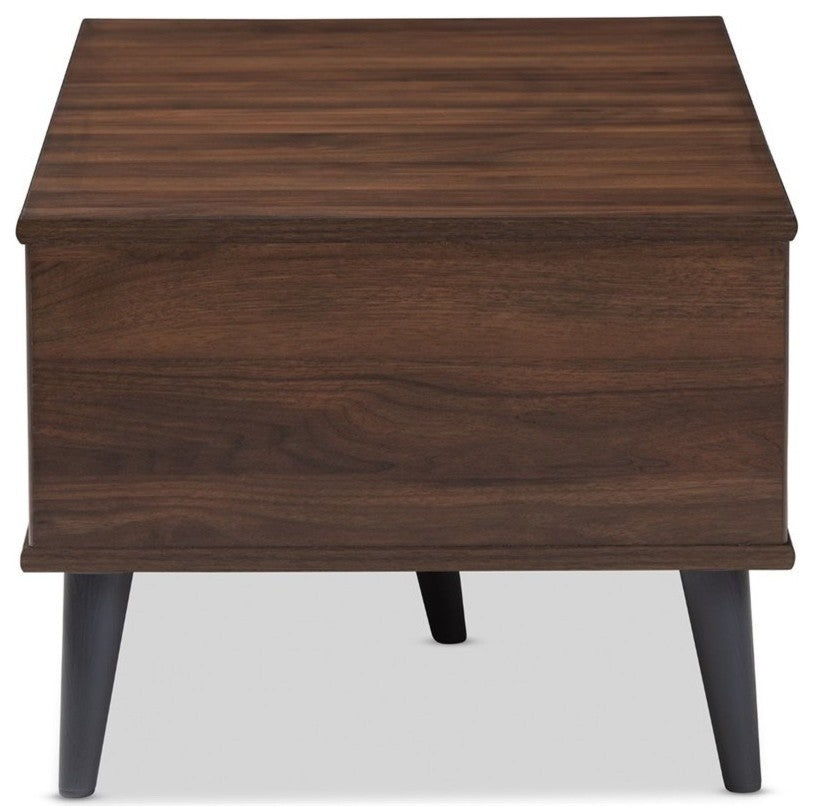 Pierre Mid-Century Modern Brown and Dark Gray Wood Coffee Table