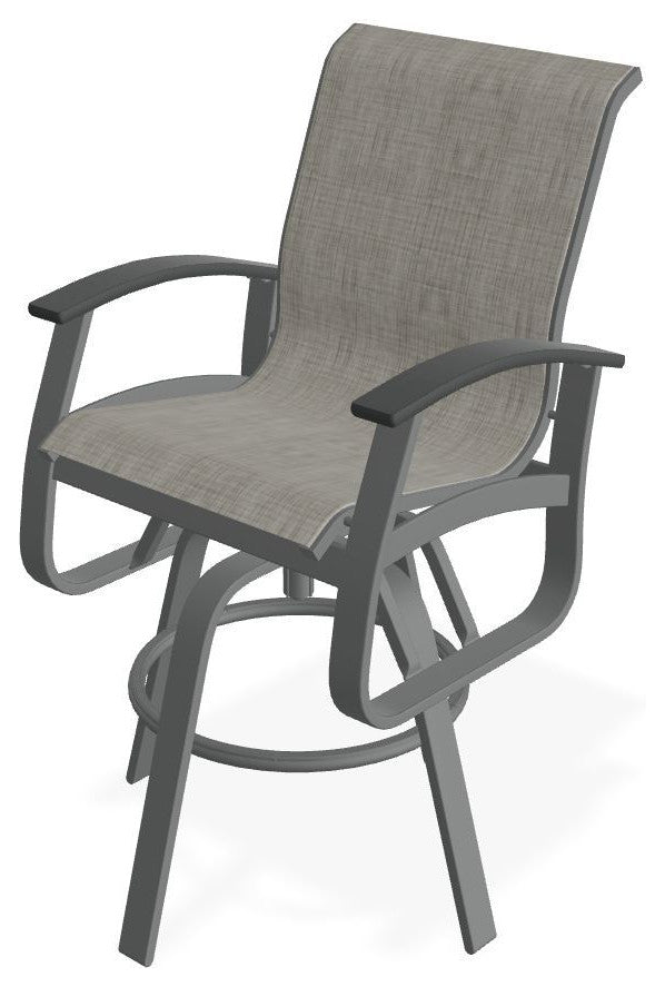 Belle Isle Sling Bar Height Outdoor Swivel Armchair, Smoke/Graphite