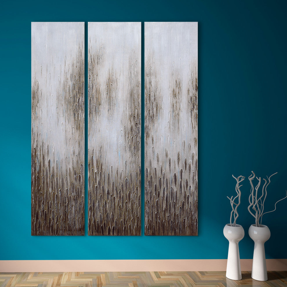 Dreamy Textured Metallic Hand Painted Abstract Wall Art Set of 3