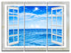 "Window Open to Blue Wavy Ocean" Metal Wall Art, 3 Panels, 36"x28"