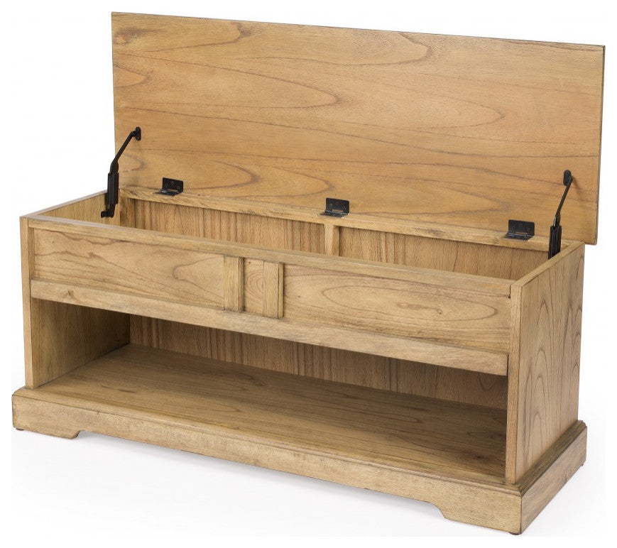 Natural Wood Classic Bench With Storage