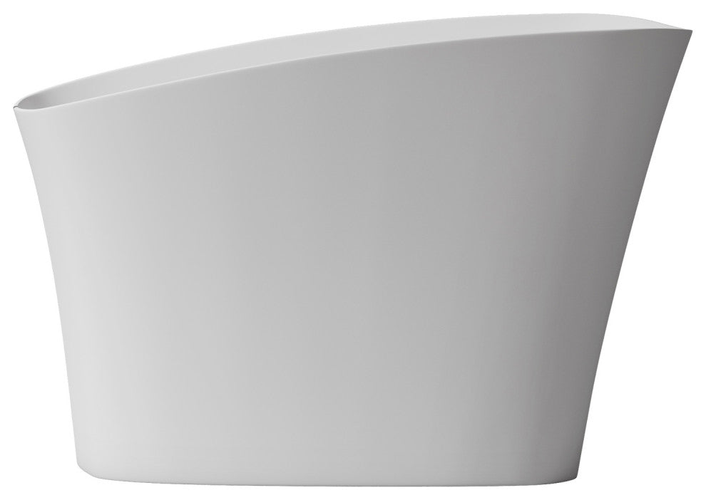 51 Inch Solid Surface Freestanding Soaking Bathtub in White with Drain