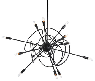 Olympus 12-Light Starburst Pendant, Black Finish, Standard Overall Height