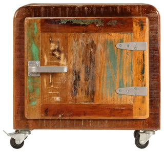 vidaXL Cabinet Accent Table with 1 Door and 4 Casters Solid Reclaimed Wood