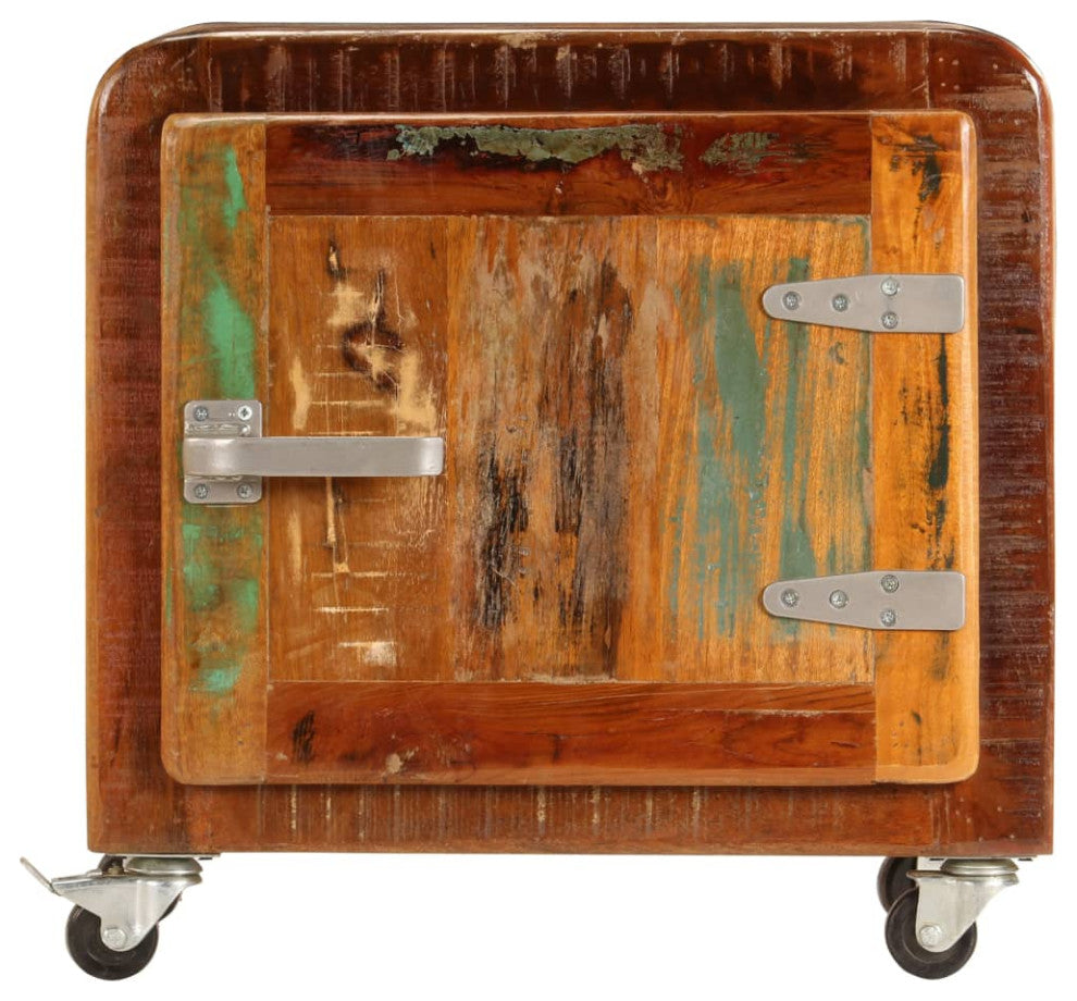 vidaXL Cabinet Accent Table with 1 Door and 4 Casters Solid Reclaimed Wood