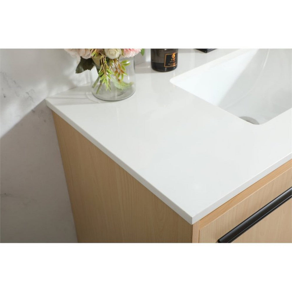 Elegant Decor Penn 36" Aluminum Alloy MDF Single Bathroom Vanity in Maple