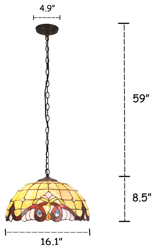 CHLOE-Lighting ANNA Victorian 2-Light Dark Bronze Ceiling Pendant, 16" Wide