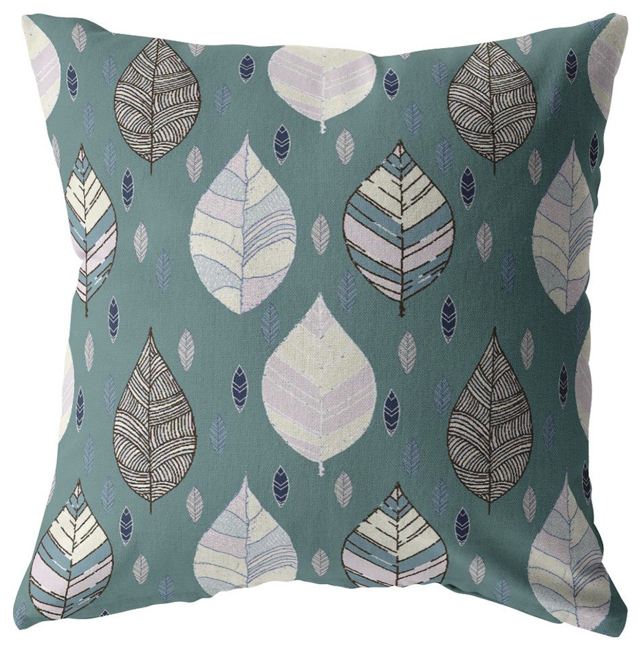 20 Pine Green Leaves Suede Decorative Throw Pillow