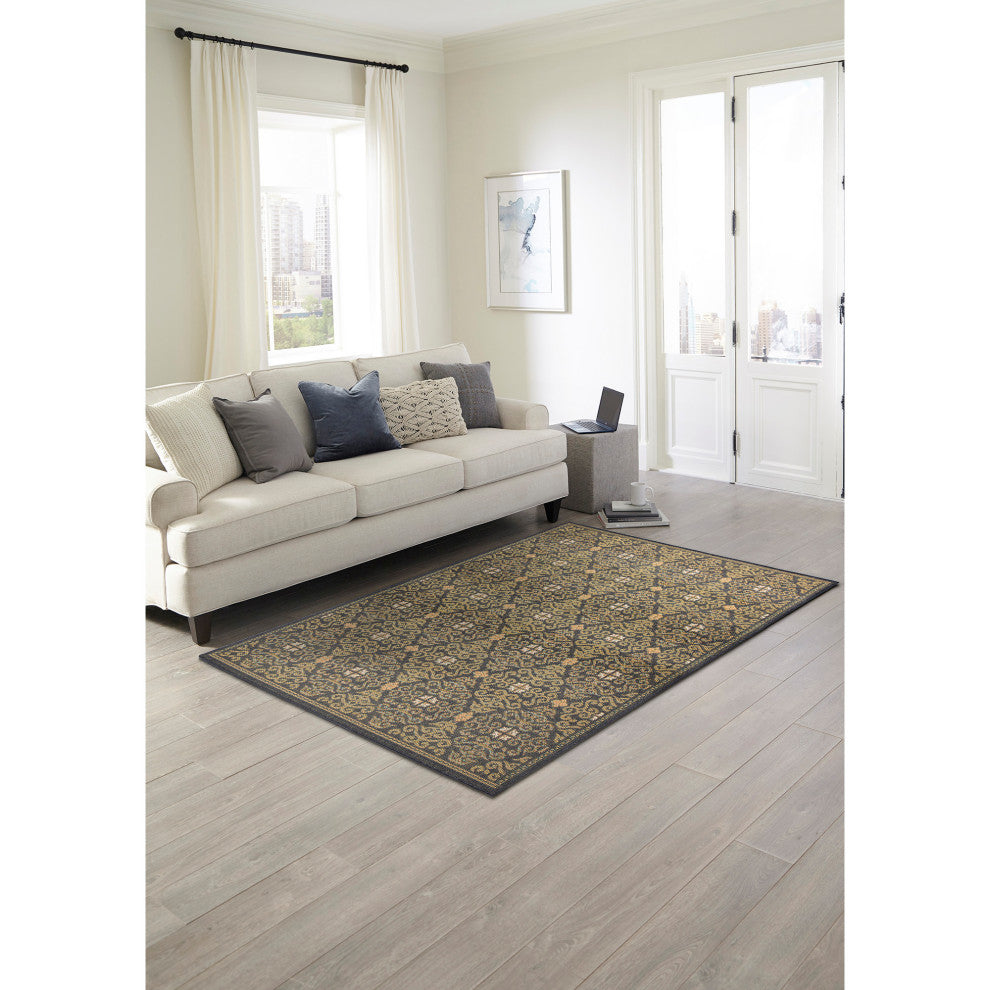 Patio Suzani Diamonds Indoor/Outdoor Rug, Navy, 7'10"x9'10"