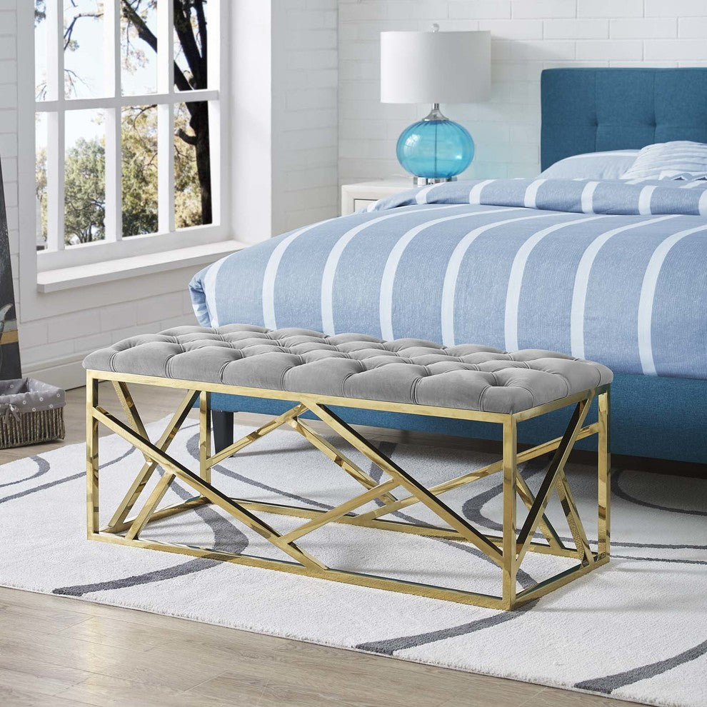 Modway Intersperse Bench, Gold Gray