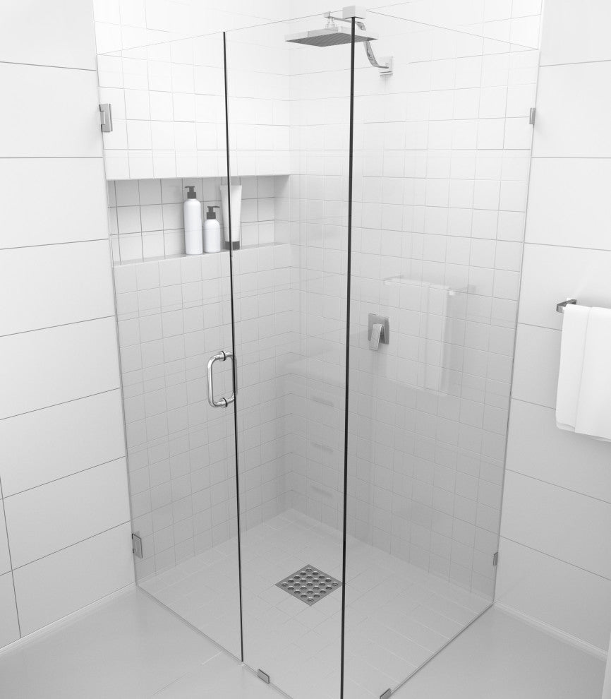 78"x48"x47.5" Frameless 90 Degree Shower Enclosure Wall Hinge, Polished Chrome