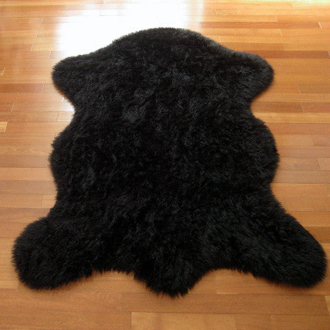 Classic Black Bear Pelt, Faux Fur Rug, 28"x43"