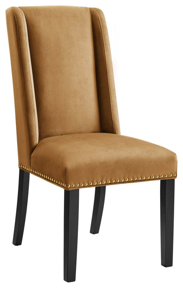 Baron Performance Velvet Dining Chairs, Set of 2, Cognac