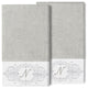 Linum Home Turkish Cotton Monica 2-Piece Embellished Bath Towel Set, Light Gray