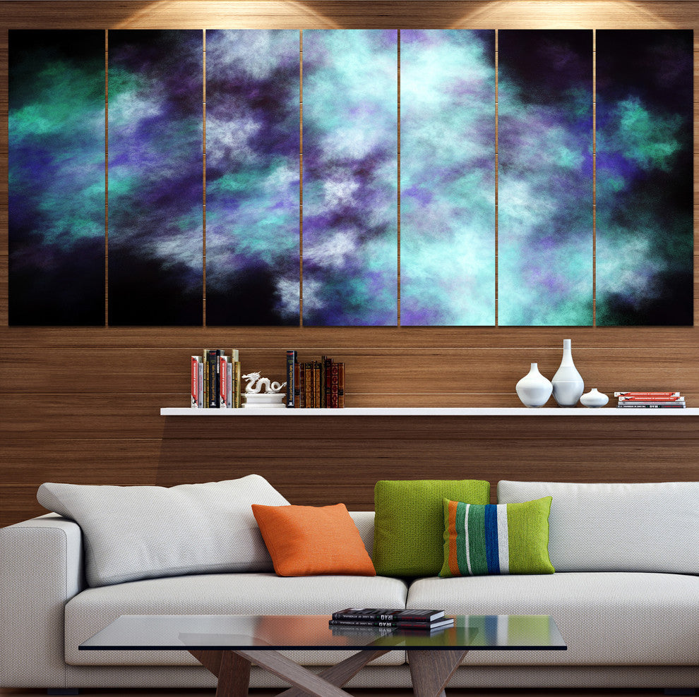 Perfect Flowery Starry Sky, Abstract Canvas Art Print, 83"x32", 7 Panels