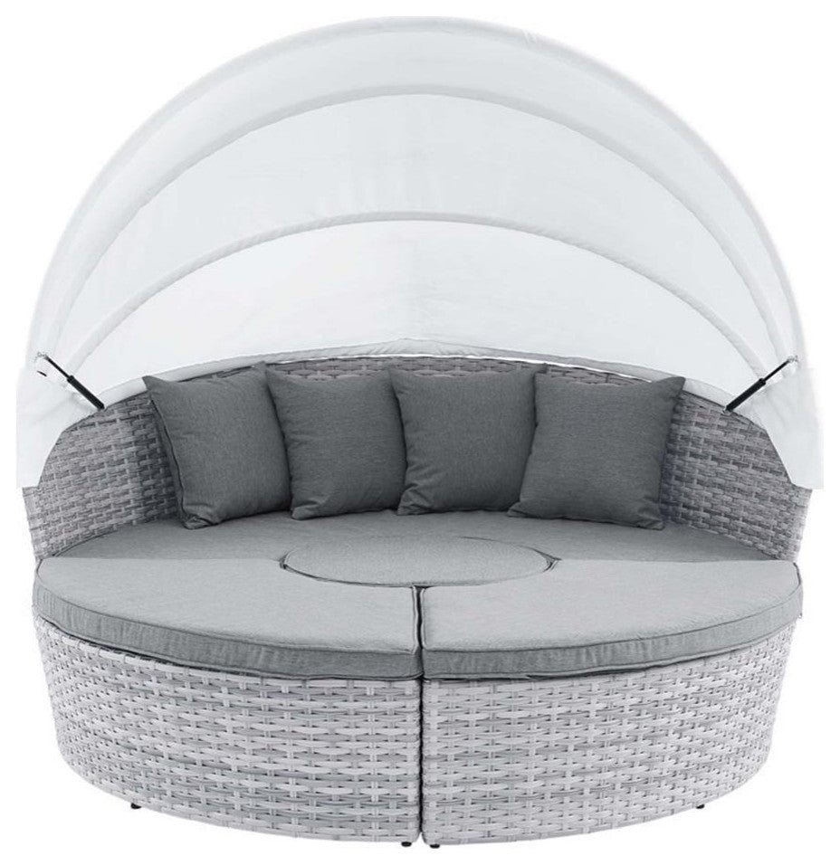 Scottsdale Canopy Outdoor Patio Daybed Light Gray Gray -4442