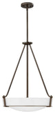 Hinkley Hathaway Medium Pendant, Olde Bronze With Etched White Glass