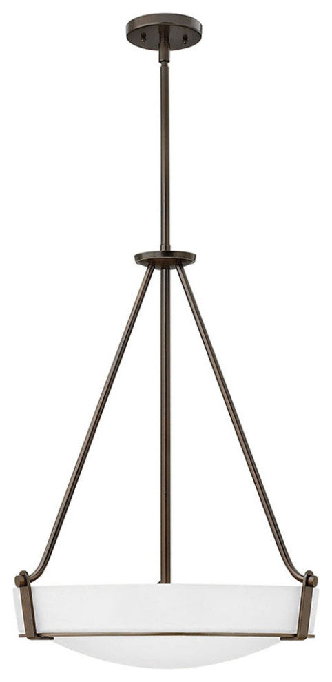 Hinkley Hathaway Medium Pendant, Olde Bronze With Etched White Glass