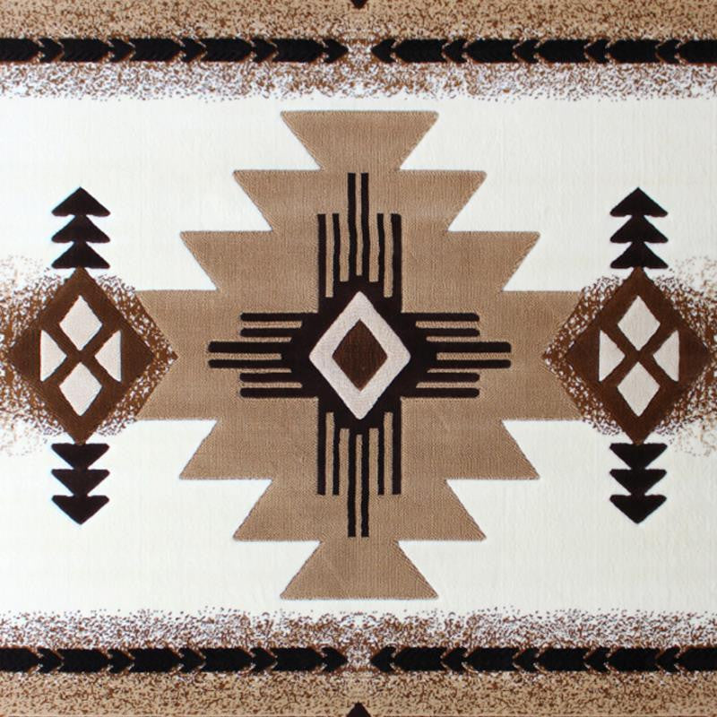 Mohave Collection Traditional Southwestern Style Area Rug, Ivory, 5' X 7'
