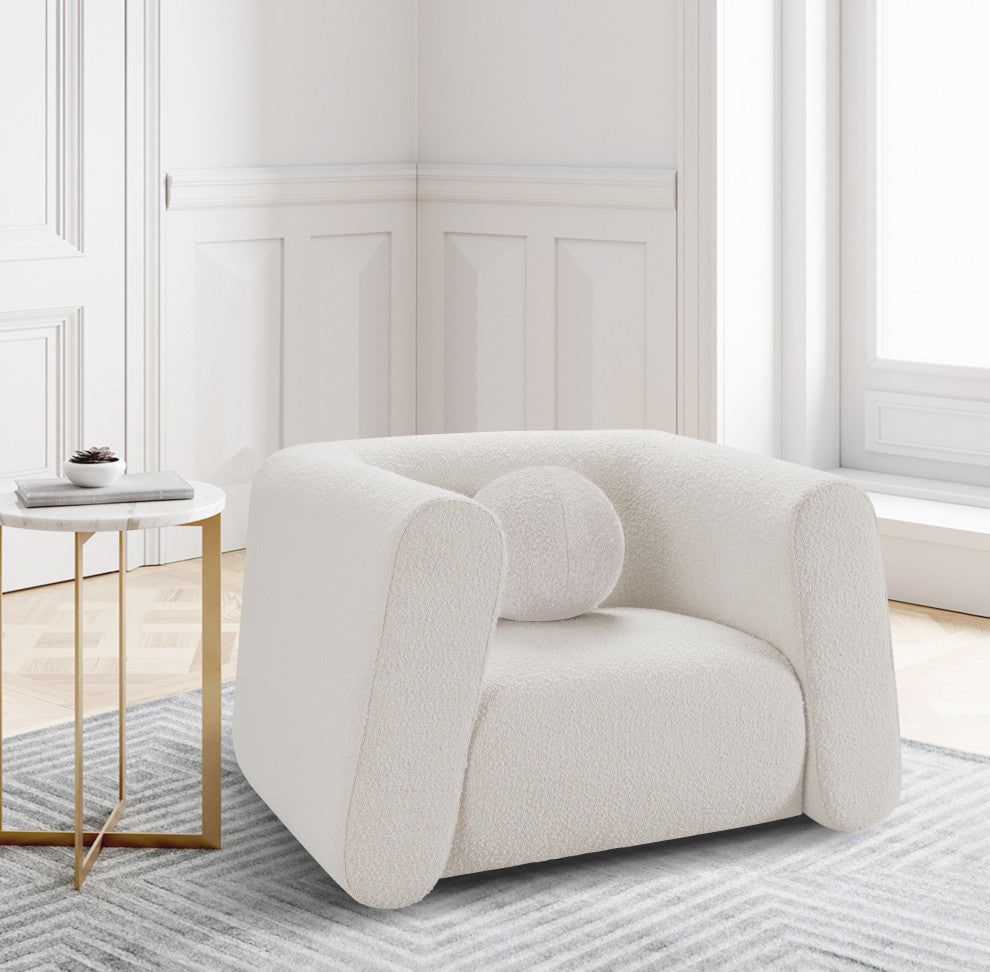 Abbington Boucle Fabric Upholstered Chair, Cream
