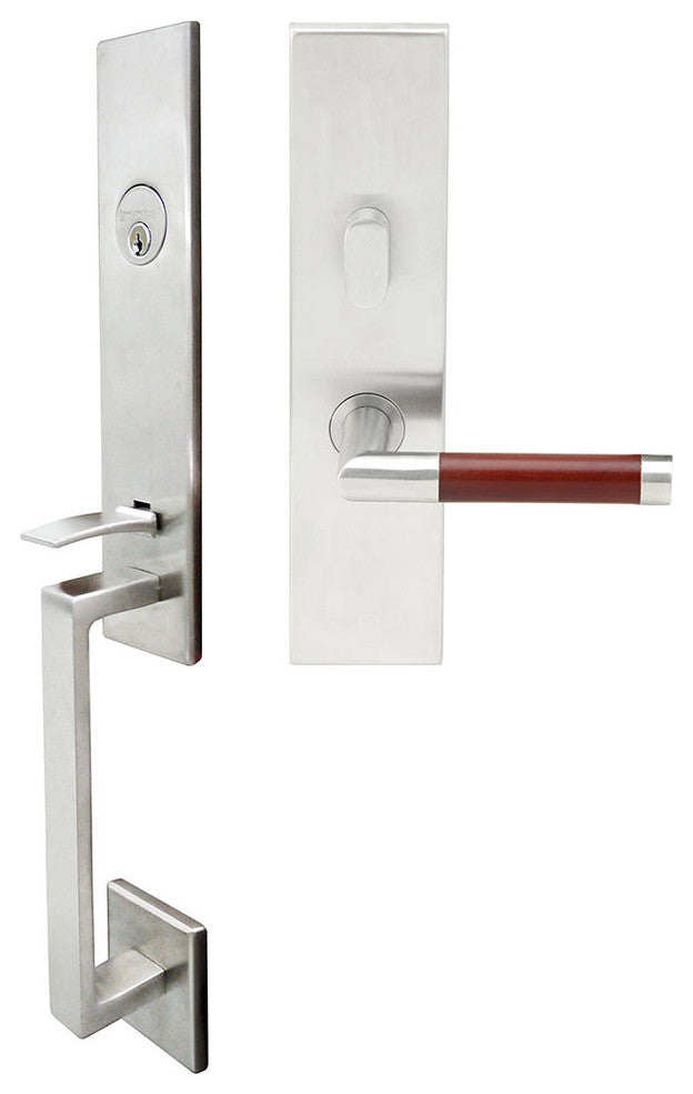 Cabernet Lever, Mortise Entry Handleset, RHR, Satin Stainless Steel