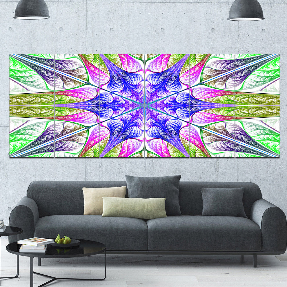 Extraordinary Fractal Light Green Art, Abstract Canvas Print, 70"x28", 6 Panels