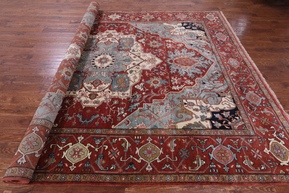 8' 10" X 12' 0" Persian Fine Serapi Hand Knotted Wool Rug - Q14701